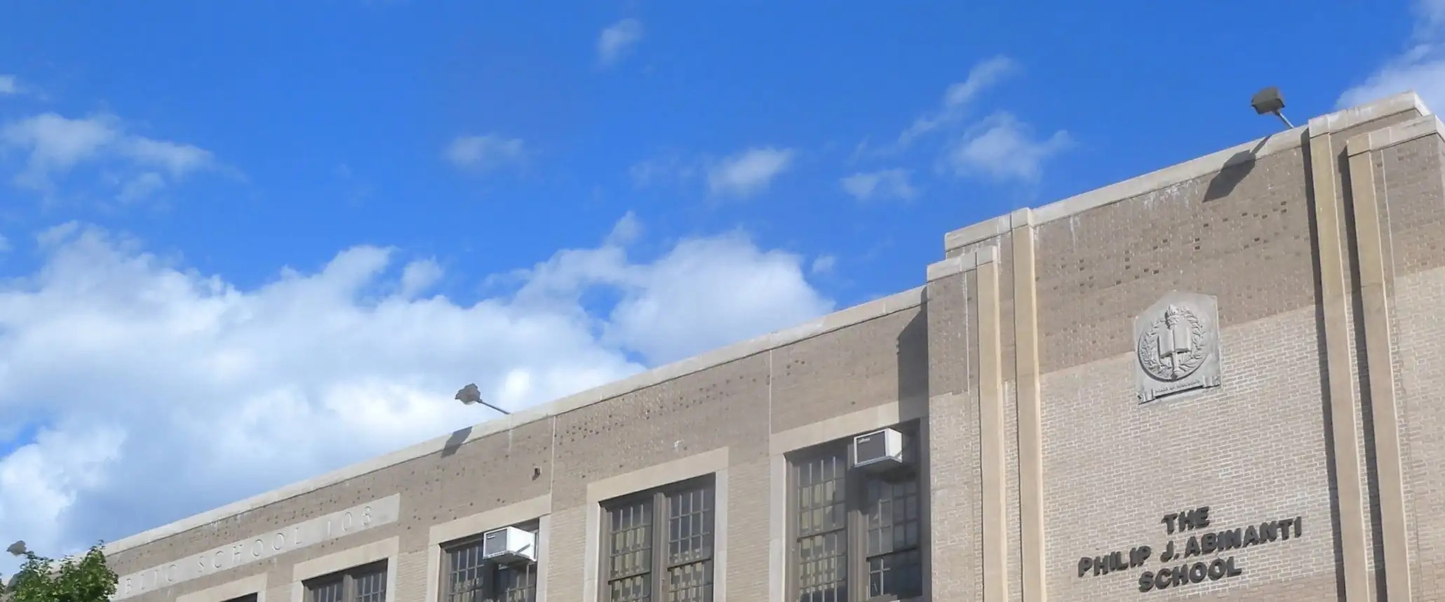 PS 108, the Philip J. Abinanti School, on Neill Avenue in Morris Park on a sunny afternoon